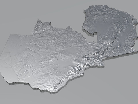 Zambia terrain map Modello 3D
