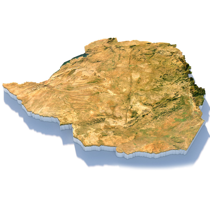 Zimbabwe terrain map 3D Model .c4d .max .obj .3ds .fbx .stl .blend 