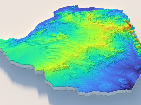 Zimbabwe terrain map 3D Model