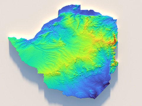 Zimbabwe terrain map 3D Model
