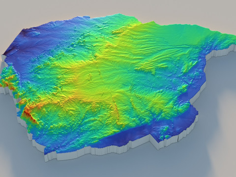 Zimbabwe terrain map 3D Model