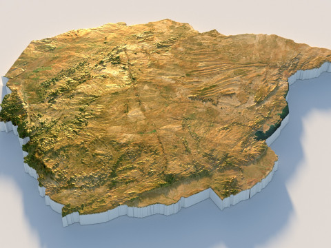 Zimbabwe terrain map 3D Model