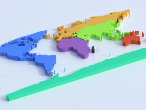 Countries Globe map 3D Model