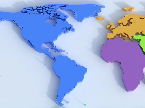 Countries Globe map 3D Model