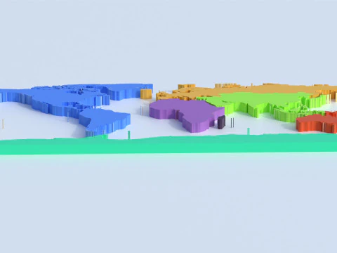 Countries Globe map 3D Model