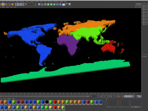 Countries Globe map 3D Model