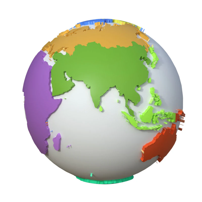 Continents Map Globe Globe map 3D Model .c4d .max .obj .3ds .fbx .stl .blend 