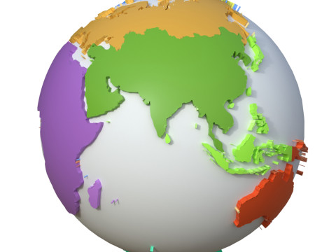 Continents Map Globe Globe map 3D Model