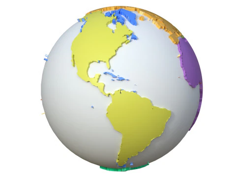 Continents Map Globe Globe map 3D Model