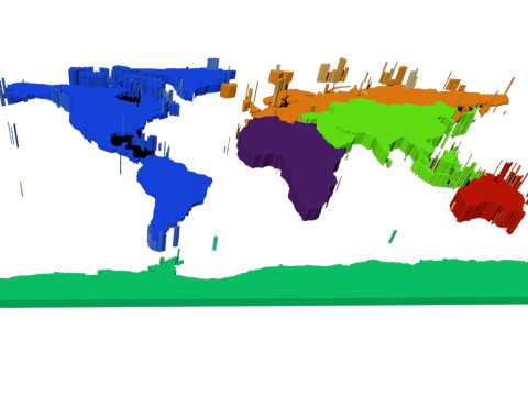 Continents Map Offset 3D Model