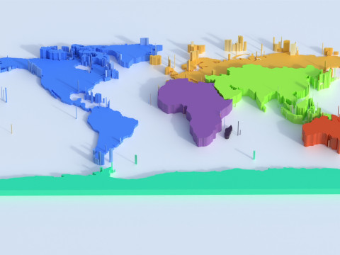 Continents Map Offset 3D 모델
