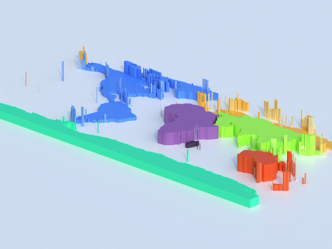 Continents Map Offset 3D 모델