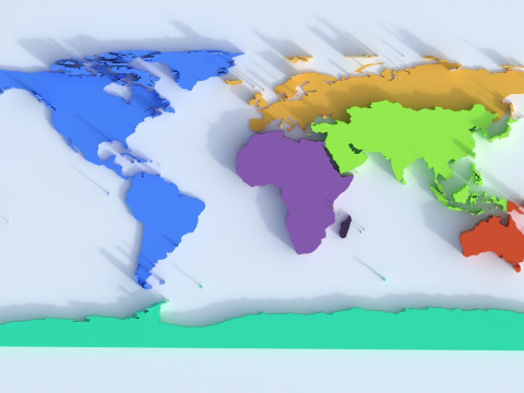 Continents Map Offset 3D 모델