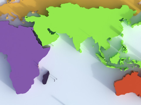 Continents Map Offset 3D 모델