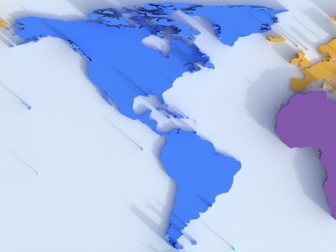 Continents Map Offset 3D 모델