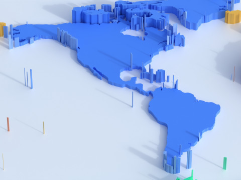 Continents Map Offset 3D 모델