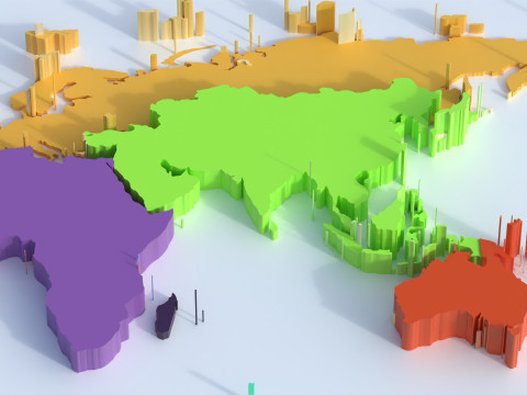 Continents Map Offset 3D 모델