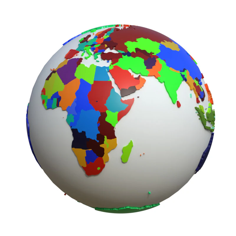 Countries Globe 3D Model .c4d .max .obj .3ds .fbx .stl .blend