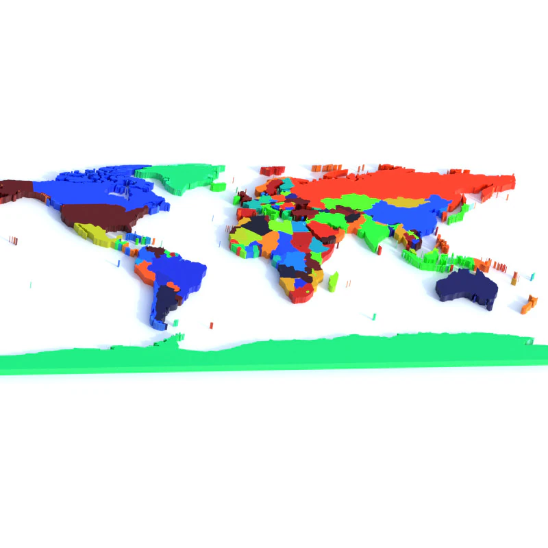 Countries Map 3D Model .c4d .max .obj .3ds .fbx .stl .blend 