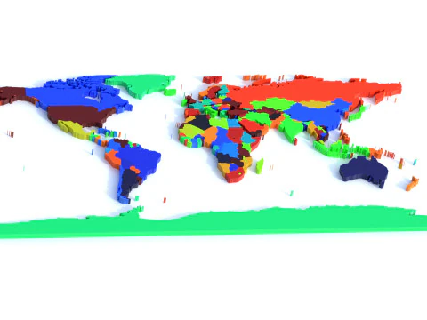 देशों का नक्शा 3D मॉडल