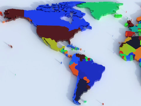 Countries Map 3D Model