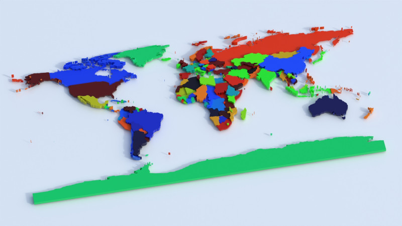 Countries Offset Map 3D Model .c4d .max .obj .3ds .fbx .stl .blend
