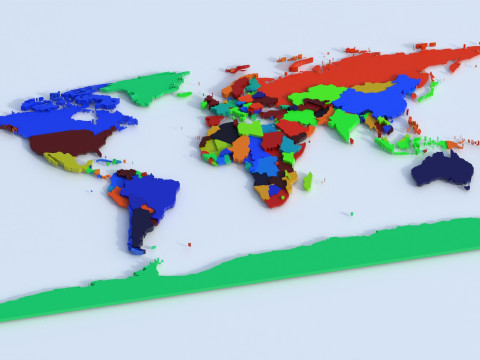 Countries Offset Map 3D Model
