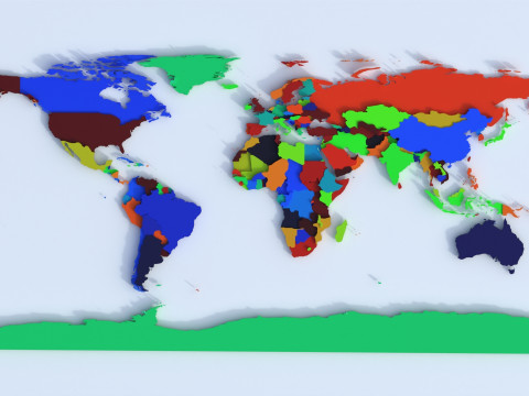 Countries Offset Map 3D Model