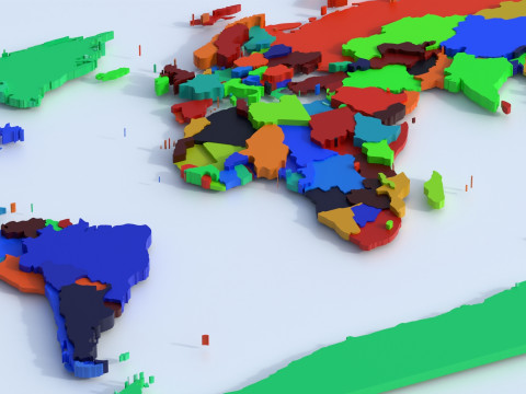 Countries Offset Map 3D Model
