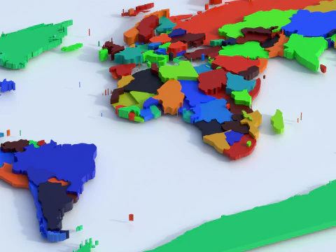 Countries Offset Map 3D Model
