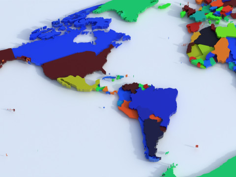 Countries Offset Map 3D Model