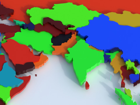 Countries Offset Map 3D Model