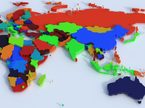 Countries Offset Map 3D Model