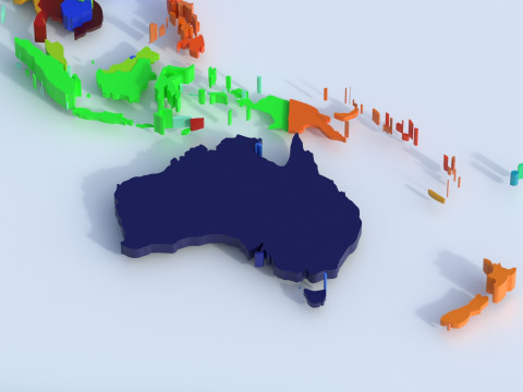 Countries Offset Map 3D Model