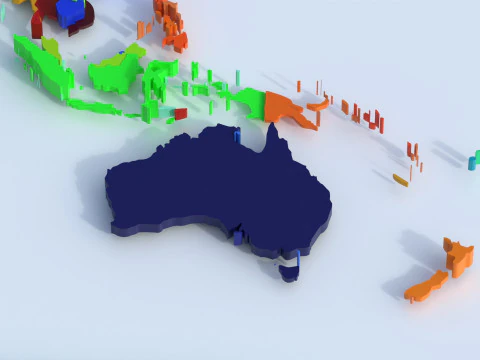Countries Offset Map 3D Model