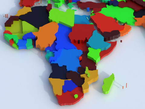 Countries Offset Map 3D Model