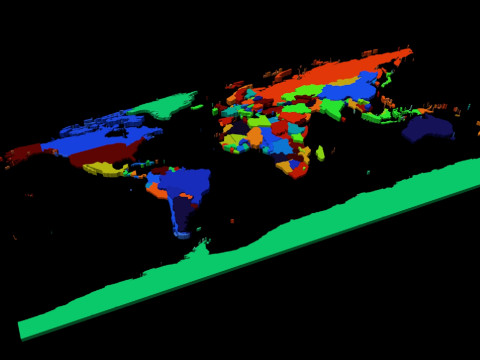 Countries Offset Map 3D Model