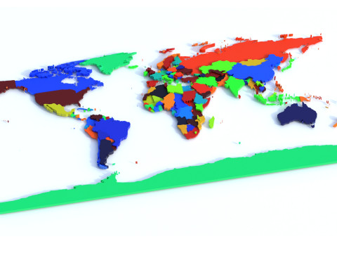 Countries Offset Map 3D Model