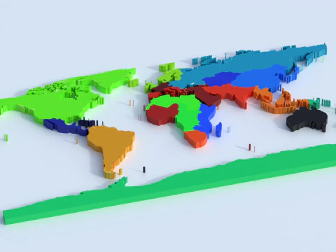 Regions Map 3D Model