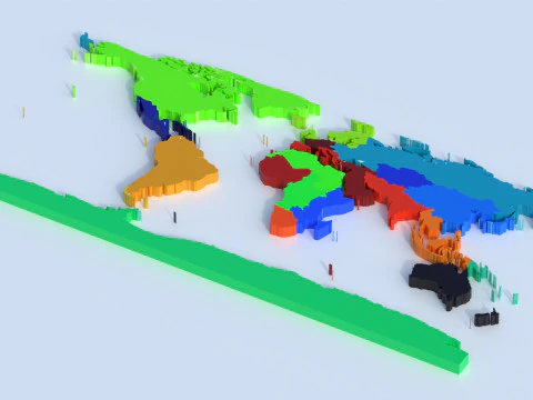 Regions Map 3D Model