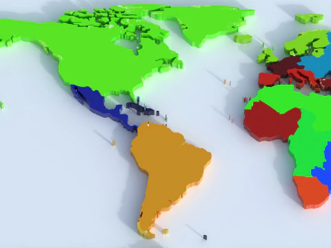 Regions Map 3D Model