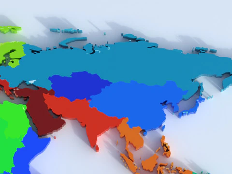 Regions Map 3D Model