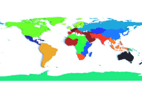 Mapa de deslocamento de regi&otilde;es Modelo 3D