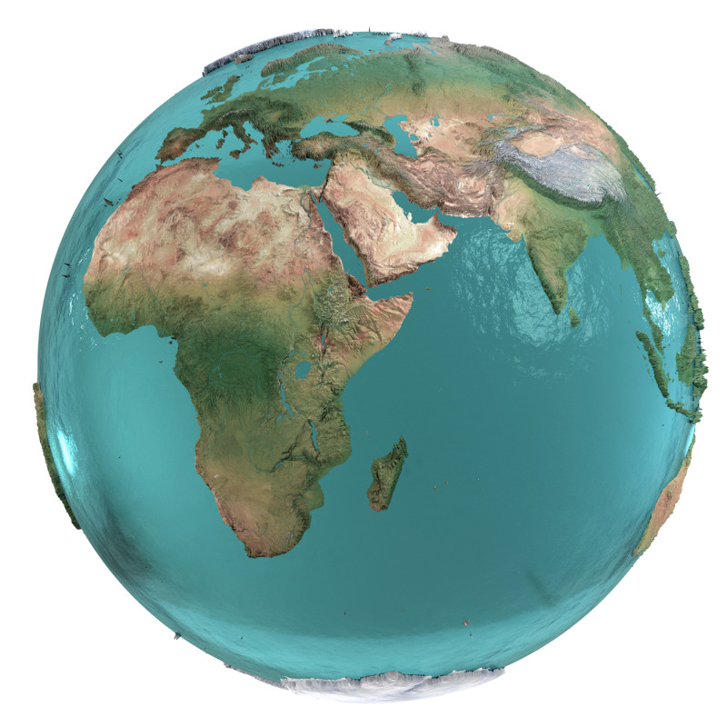 Earth Water 3D Globe No Cloud Modèle 3D .c4d .max .obj .3ds .fbx .stl .blend