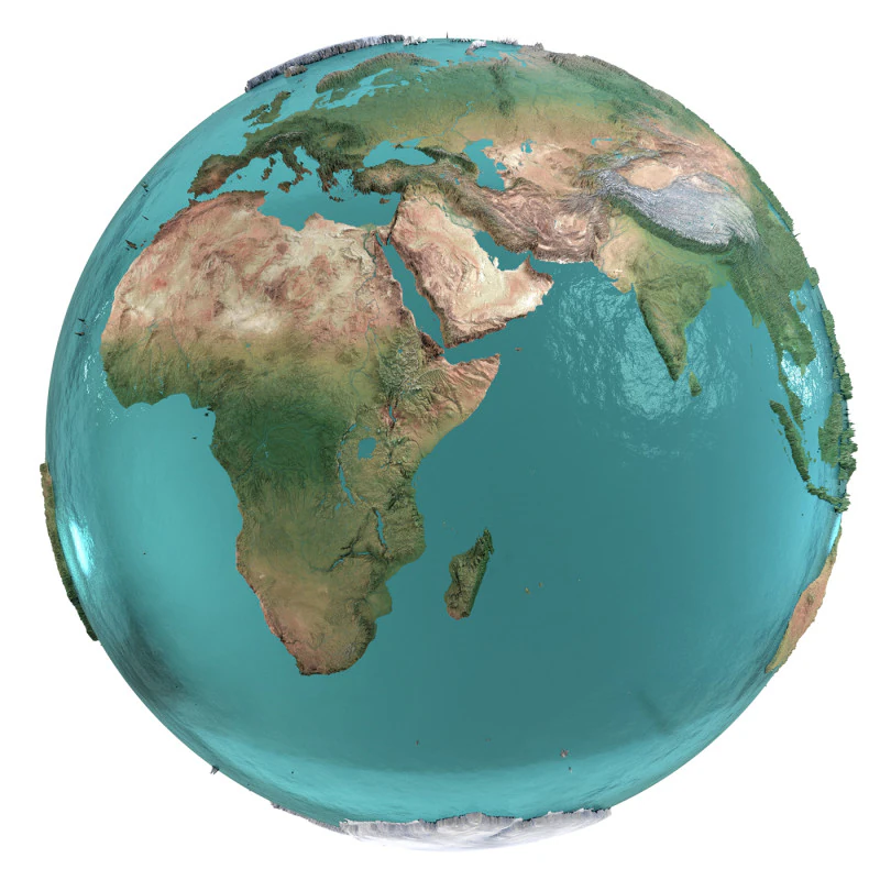 Earth Water 3D Globe No Cloud 3D Model .c4d .max .obj .3ds .fbx .stl .blend