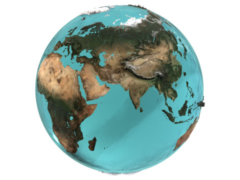 Earth Water 3D Globe Natural 3D Model