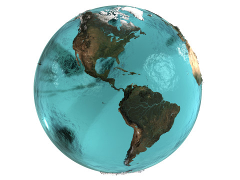 Earth Water 3D Globe Natural 3D Model