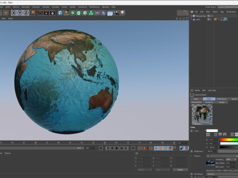 Earth Water 3D Globe Natural 3D Model