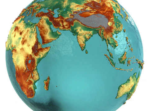 Death Water 3D Globe Natural Sombreado Modelo 3D