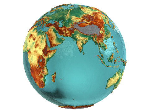 Eeath Water 3D Globe Natural Shaded Modèle 3D